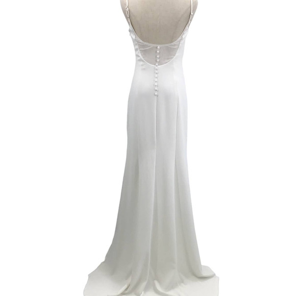 LULU'S SZ L Blessed Romance White Sleeveless Button Back Mermaid Maxi Dress B148 - Picture 3 of 10
